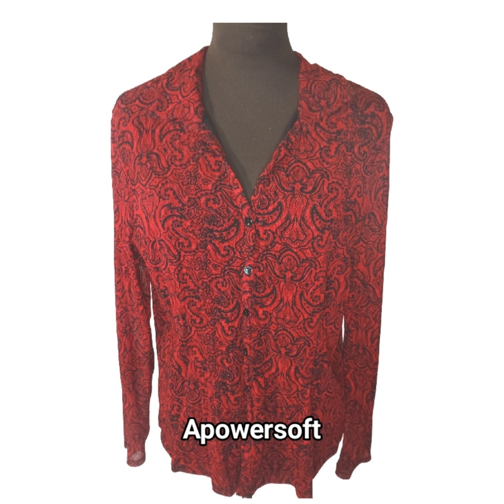 Red & Black Paisley Lace Blouse